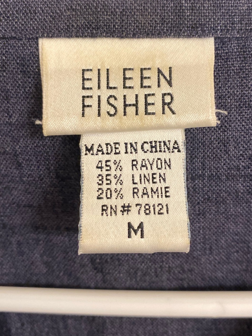 EILEEN FISHER LINEN BLEND BUTTON FRONT SHIRT DARK SLATE BLUE MEDIUM TIMELESS - Picture 4 of 13